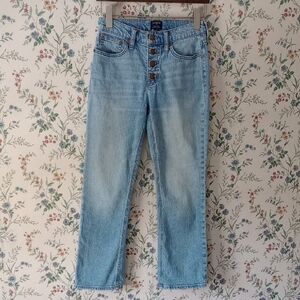 J. Crew Mid-Rise Flare Crop Jeans in Light Blue